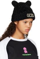 GCDS Black Teddy Ear Beanie