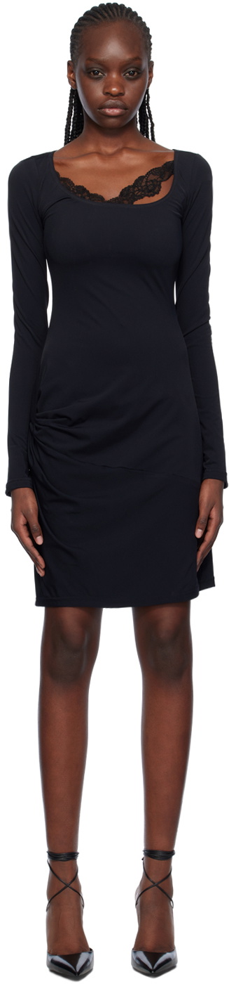 VAILLANT Black Draped Midi Dress