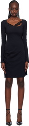 VAILLANT Black Draped Midi Dress