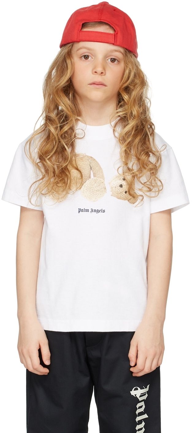 Palm Angels Kids White Bear T-Shirt Palm Angels