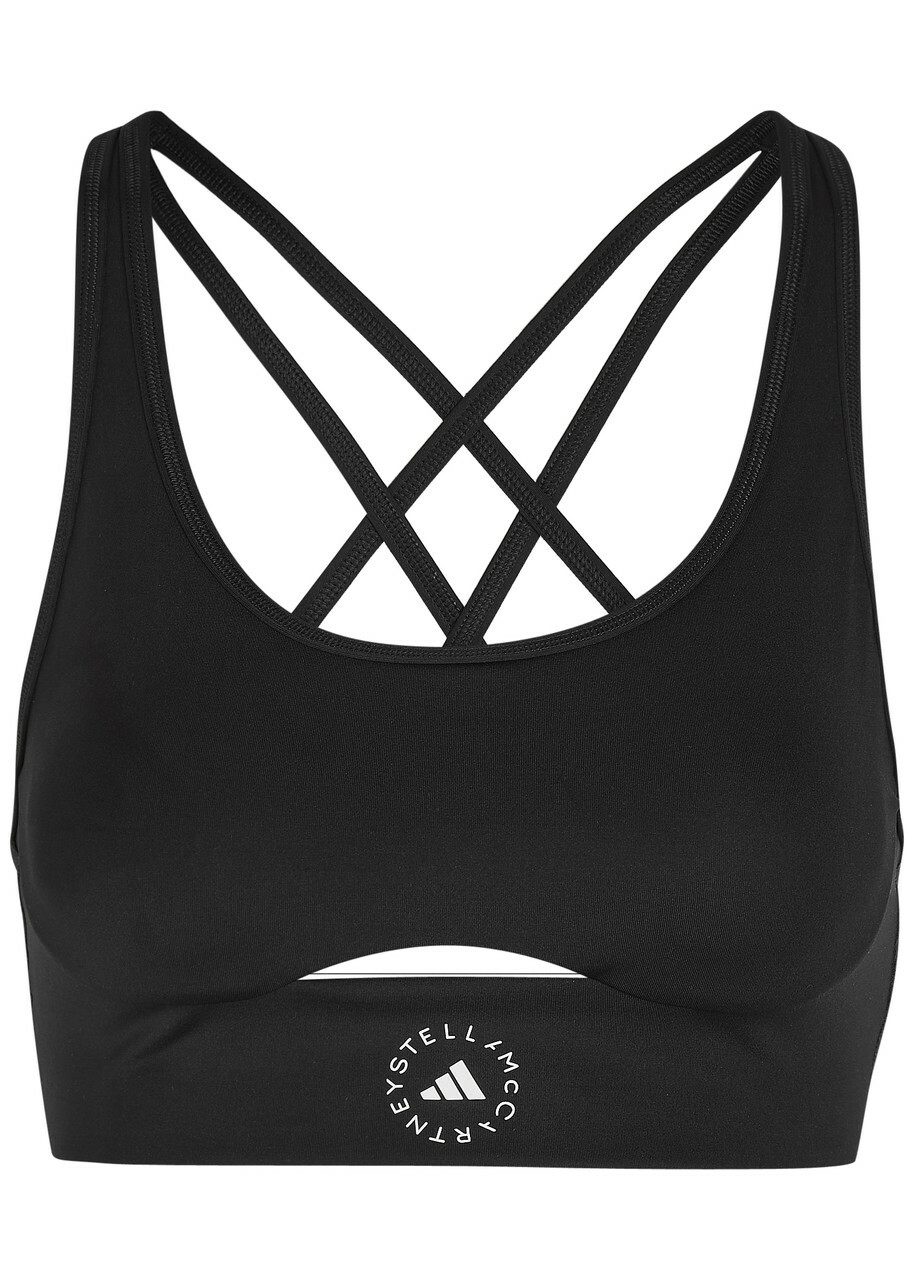 Adidas X Stella Mccartney Logo-print Stretch-jersey Sports bra Black