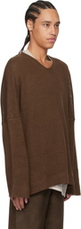 Aviva Jifei Xue Brown V Neck Knit Sweater