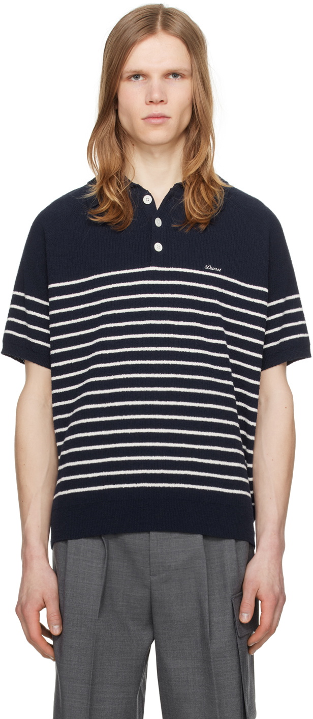 Dunst Navy Striped Polo