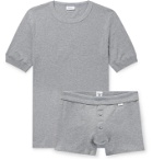 SCHIESSER - Karl Heinz Cotton-Jersey T-Shirt and Boxer Briefs Set - Gray