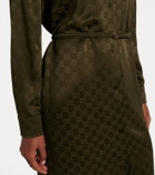 Gucci GG belted satin jacquard shirt dress