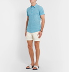 Orlebar Brown - Sebastian Slim-Fit Mélange Linen and Cotton-Blend Piqué Polo Shirt - Men - Azure