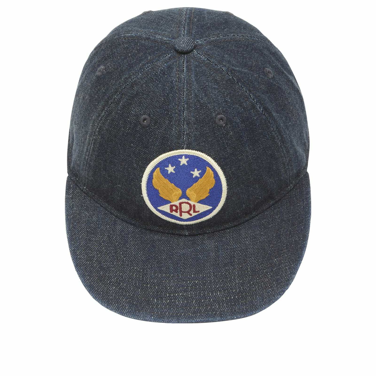 RRL Men's Winged Logo Denim Ball Cap in Rinse 