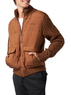 MC2 Saint Barth Man Brown Padded Jacket With Knitted Sleeves