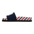 Thom Browne Navy 4-Bar Pool Slides