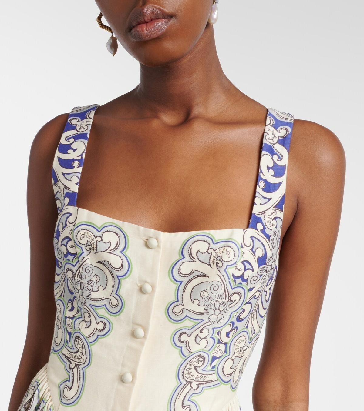 Alémais Printed linen-blend dress