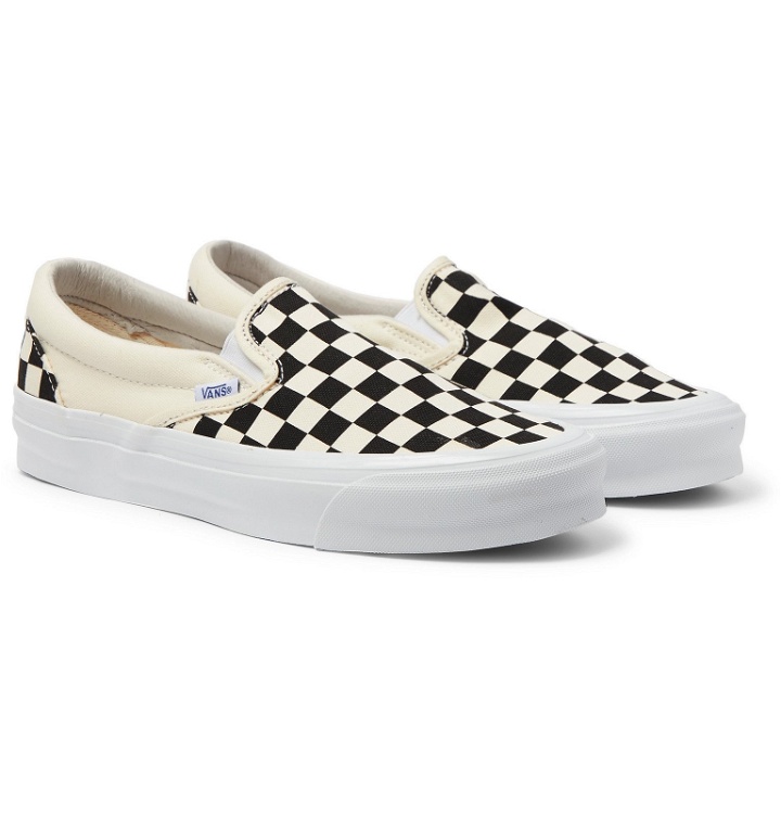 Photo: Vans - OG Classic LX Checkerboard Canvas Slip-On Sneakers - Neutrals