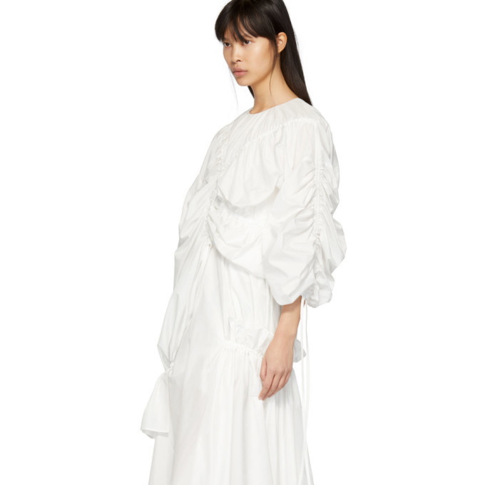 Enfold White Typewriter Gathered Dress Enfold