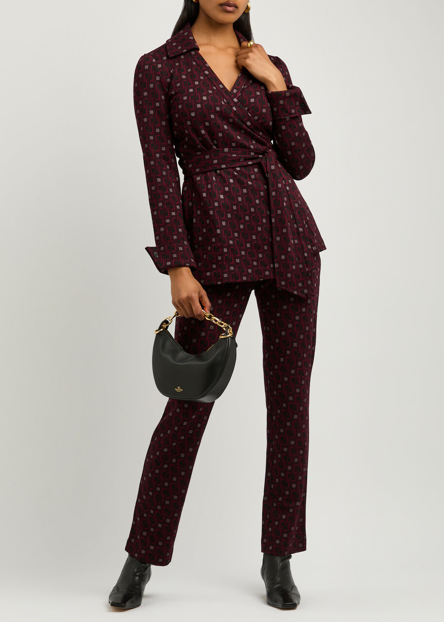 Diane Von Furstenberg Tavolara Jacquard Slim-leg Knitted Trousers Plum