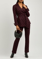 Diane Von Furstenberg Tavolara Jacquard Slim-leg Knitted Trousers Plum