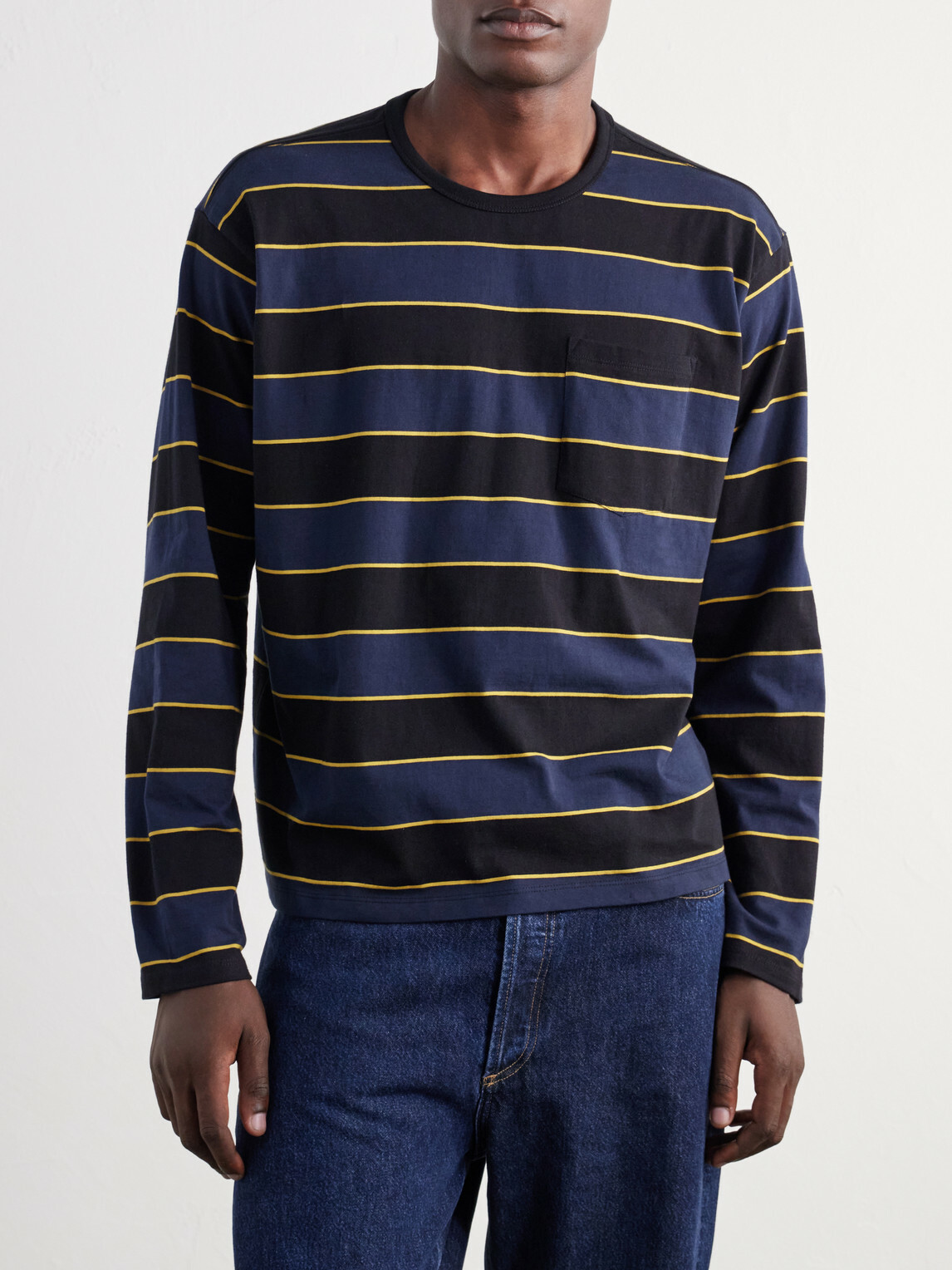 Rag & Bone - Striped Cotton-Jersey T-Shirt - Blue