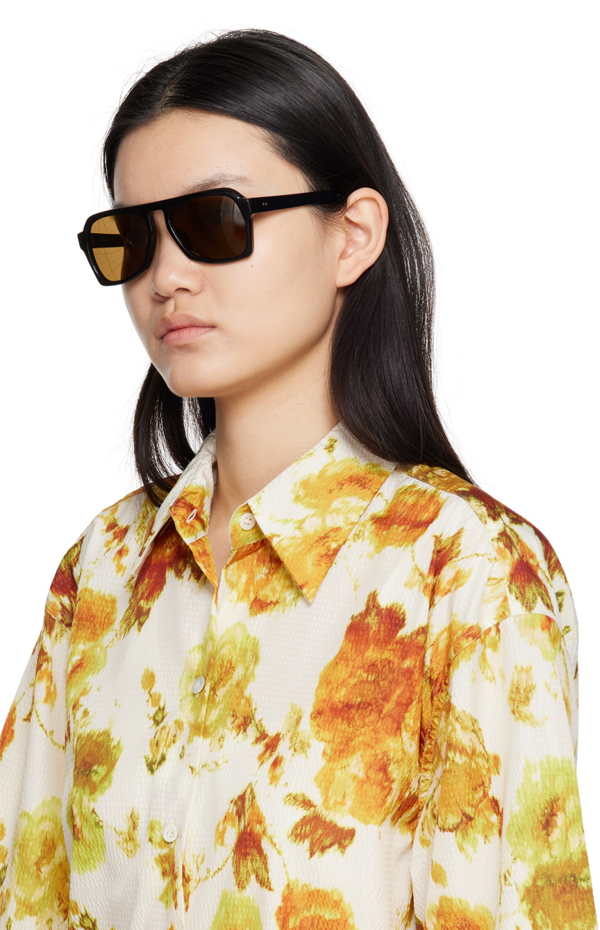 Dries Van Noten Black Linda Farrow Edition Angular Sunglasses