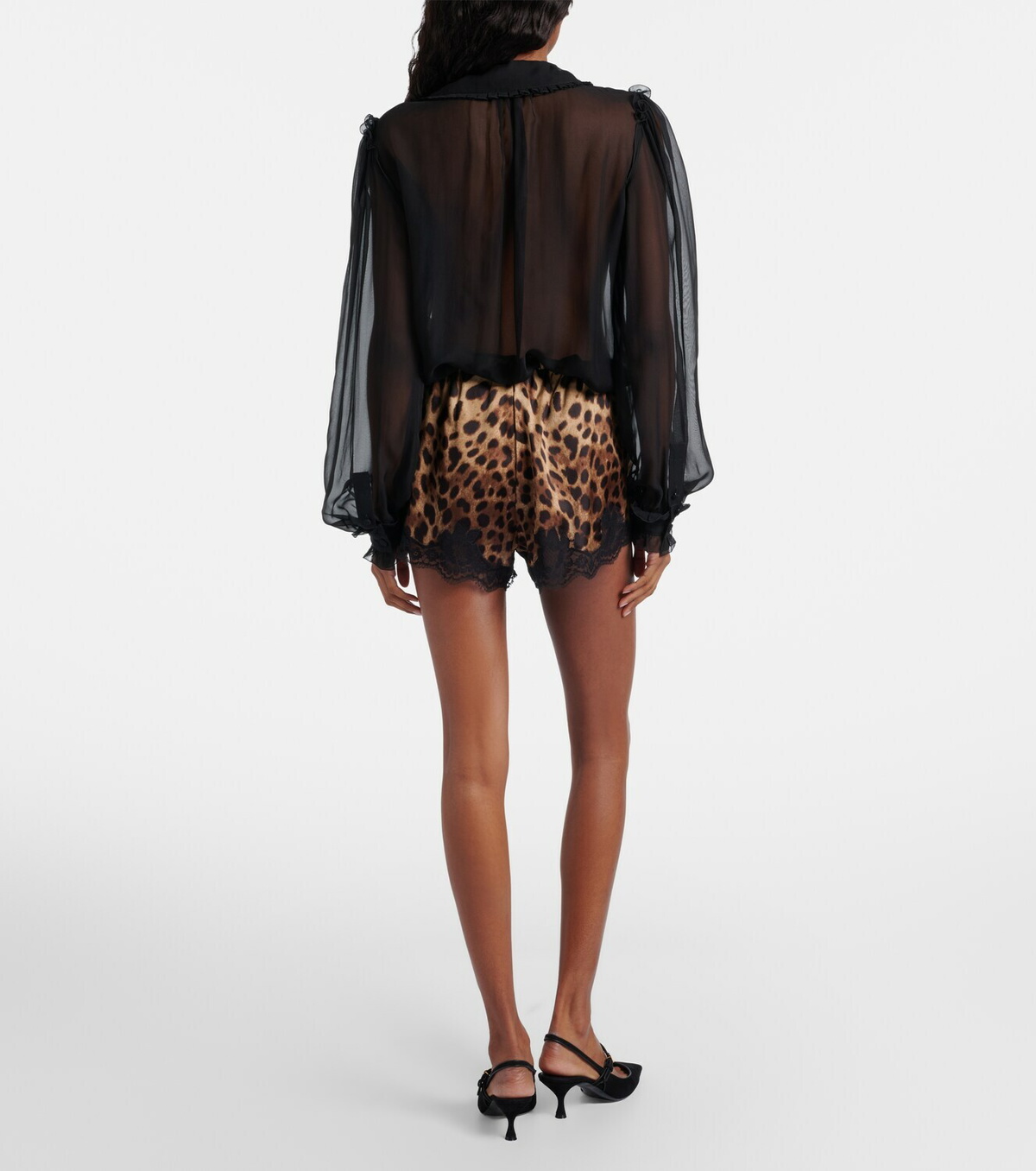 Dolce&Gabbana Leopard-print silk-blend shorts