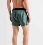 TOM FORD - Velvet-Trimmed Stretch-Silk Satin Boxer Shorts - Green