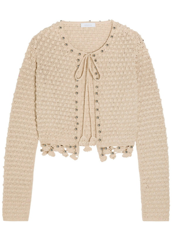 Photo: Rabanne Bead-embellished Crochet Cotton Cardigan Ecru