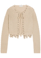 Rabanne Bead-embellished Crochet Cotton Cardigan Ecru