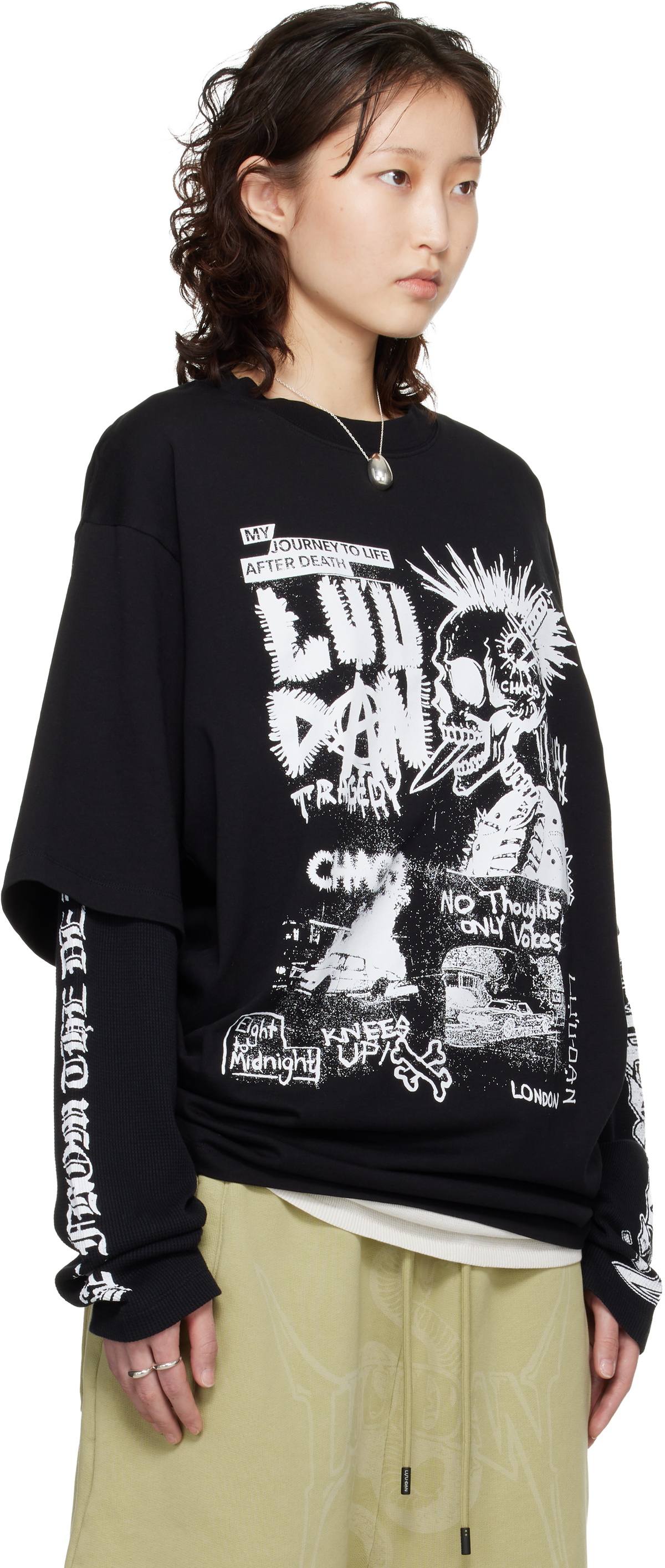 LU'U DAN Black Double Deck T-shirt
