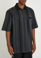 Calvin Klein Striped Wool Polo Shirt Black