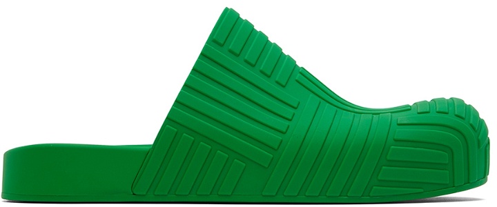 Photo: Bottega Veneta Green Slider Sandal