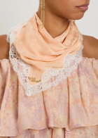 Chloe Romantic Lace-trimmed Silk-jacquard Scarf - Pink - One Size