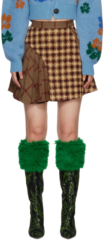 Photo: SHUTING QIU Brown Patchwork Miniskirt