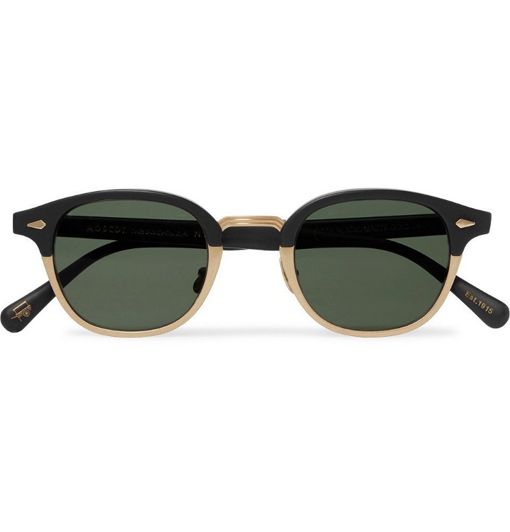 Photo: Moscot - Lemtosh-Mac Round-Frame Matte-Acetate And Gold-Tone Sunglasses - Black