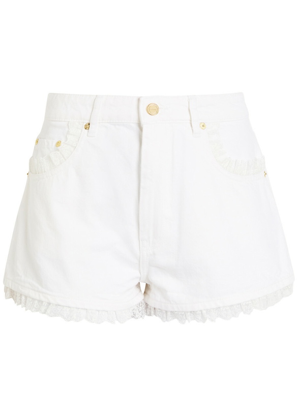 Photo: Ganni Lace-trimmed Denim Shorts White