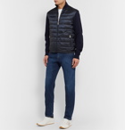 Ralph Lauren Purple Label - Slim-Fit Panelled Merino Wool and Quilted Shell Down Zip-Up Sweater - Blue