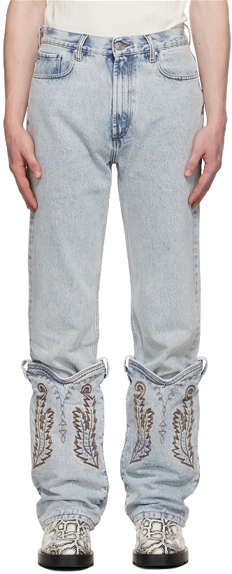 Photo: Y/Project Blue Cowboy Cuff Jeans