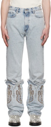 Y/Project Blue Cowboy Cuff Jeans
