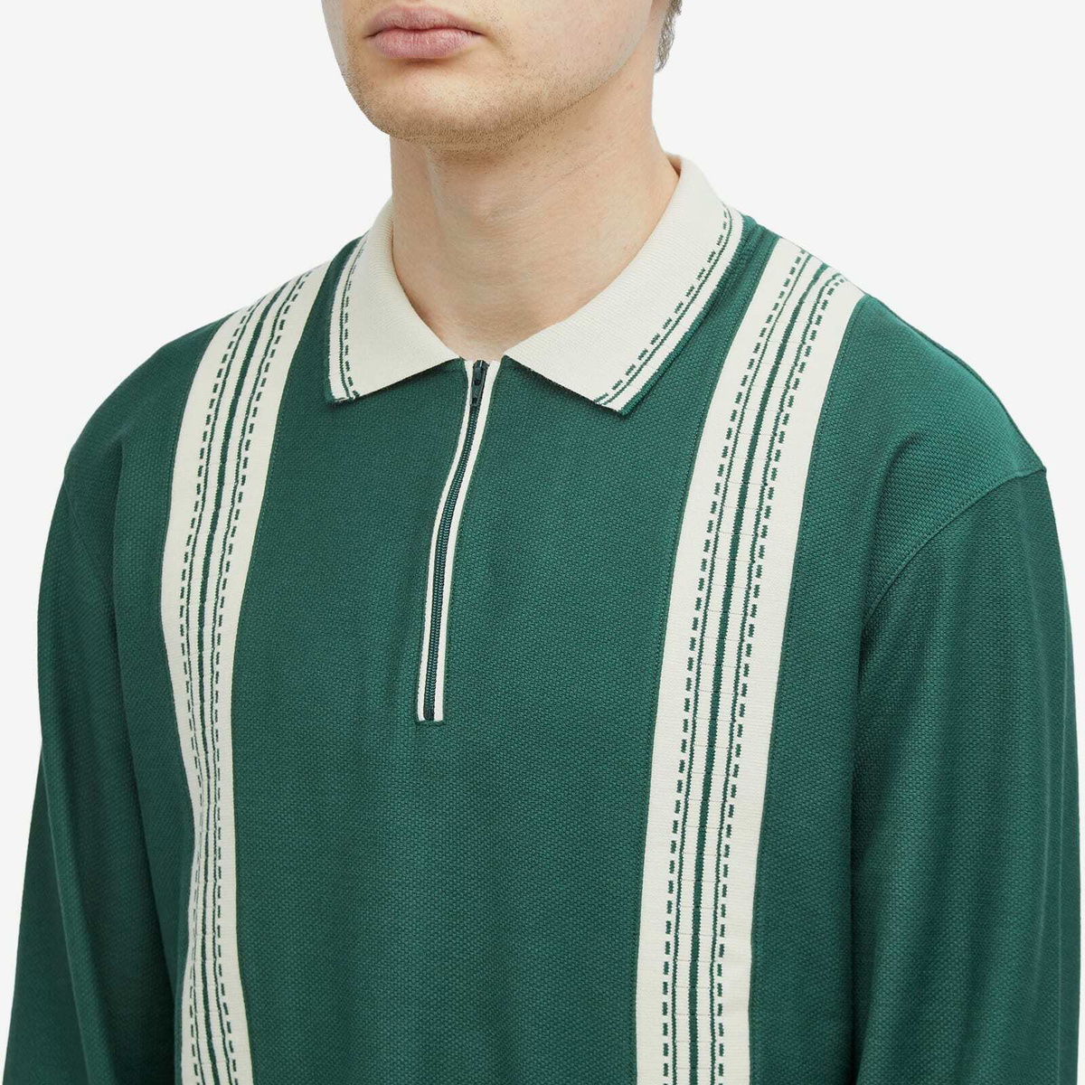 Palmes Men's Rio Long-Sleeved Zip Polo in Dark Green