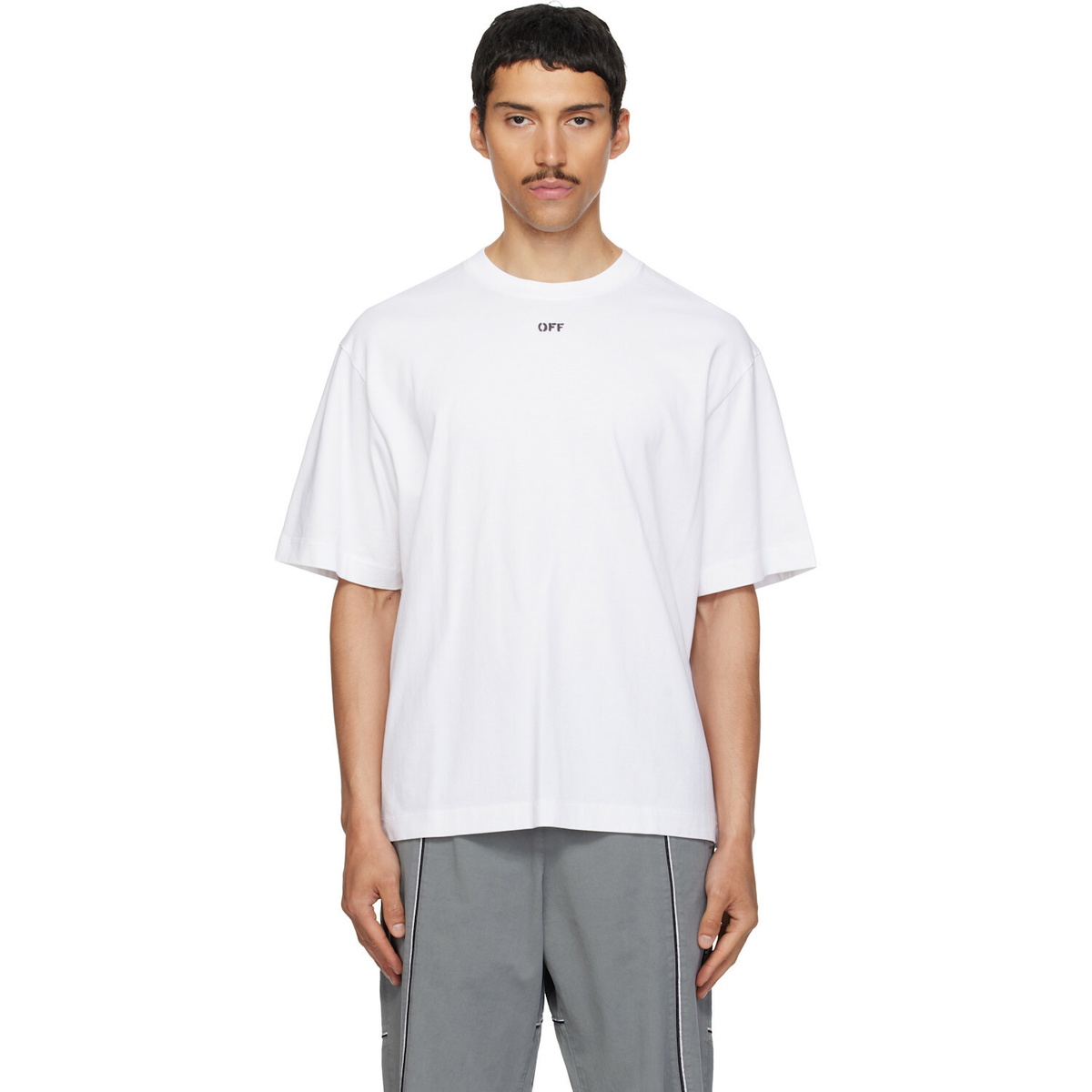 Off-White White Rubbed Paint Arrow Skate T-shirt