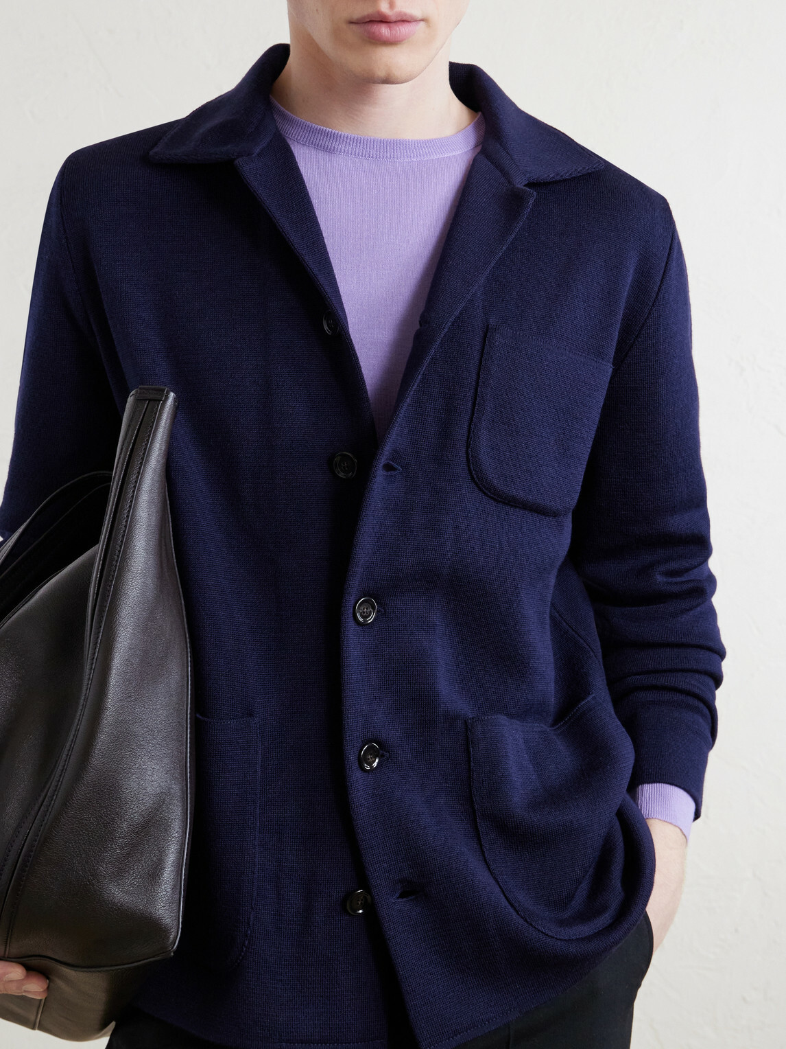 Lardini - Virgin Wool Cardigan - Blue