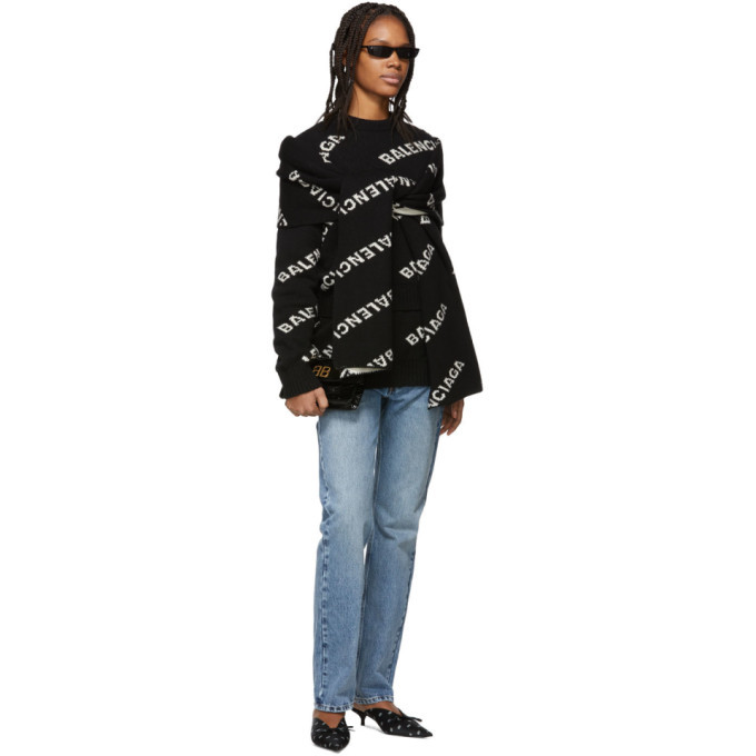 スウェット・トレーナー BALENCIAGA Black Wool Blend Oversize Sweater Balenciaga Oversize Double Face Wool Blend Crewneck Sweater