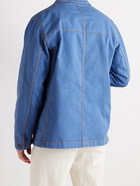 TOD'S - Leather-Trimmed Garment-Dyed Cotton-Blend Twill Chore Jacket - Blue