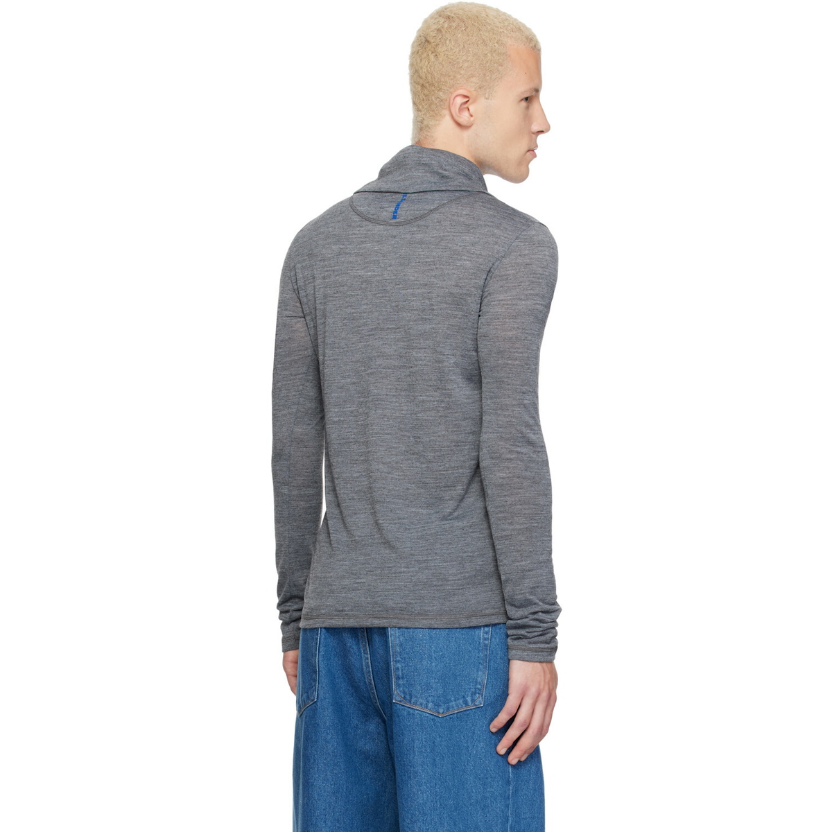 Jil Sander Gray LS Zip Polo
