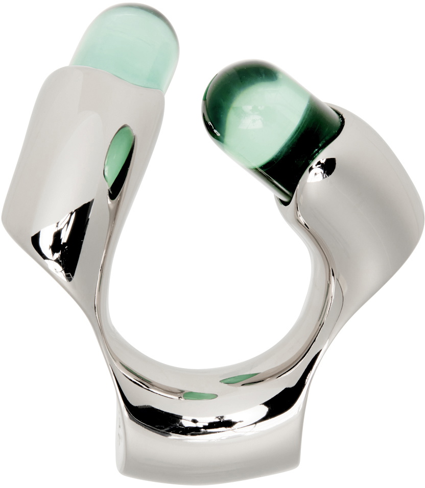 Lorette Colé Duprat Silver & Green Resin Ring
