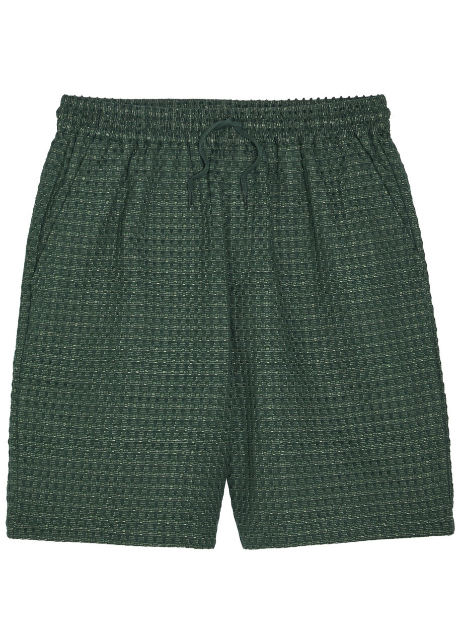Les Deux Checked Seersucker Shorts Green