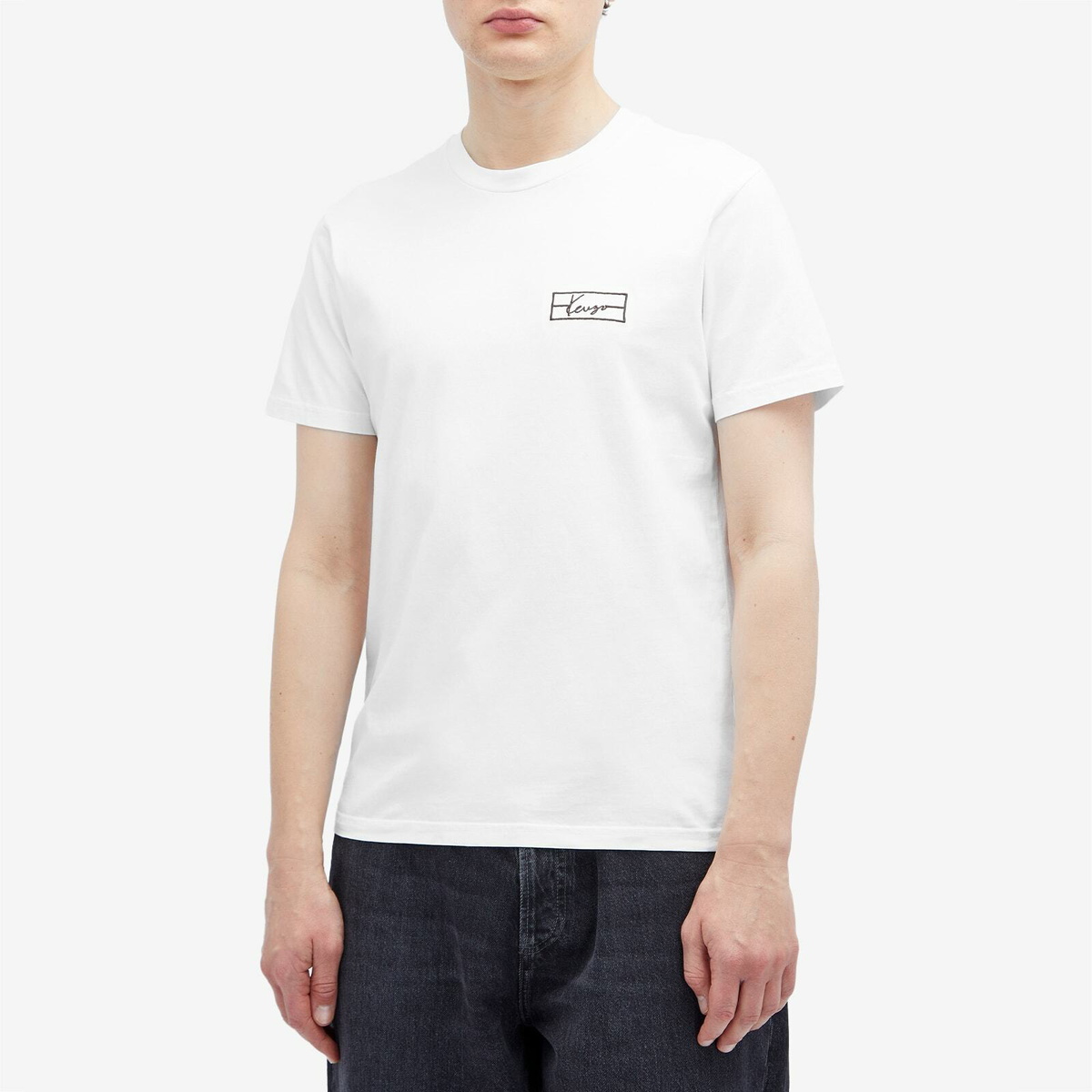 ★KENZO★ Kenzo Weave Slim Short Sleeve T-Shirt Off White FF Kenzo Men's Weave Embroidered Slim T-Shirt in Off White Kenzo