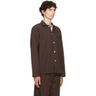 Tekla Brown Poplin Long-Sleeved Pyjama Shirt