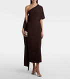 Marmar Halim Draped one-shoulder crêpe corset dress