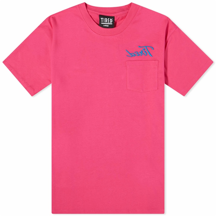 Photo: Tired Skateboards Men's Workstation Pocket T-Shirt in Hot Pink
