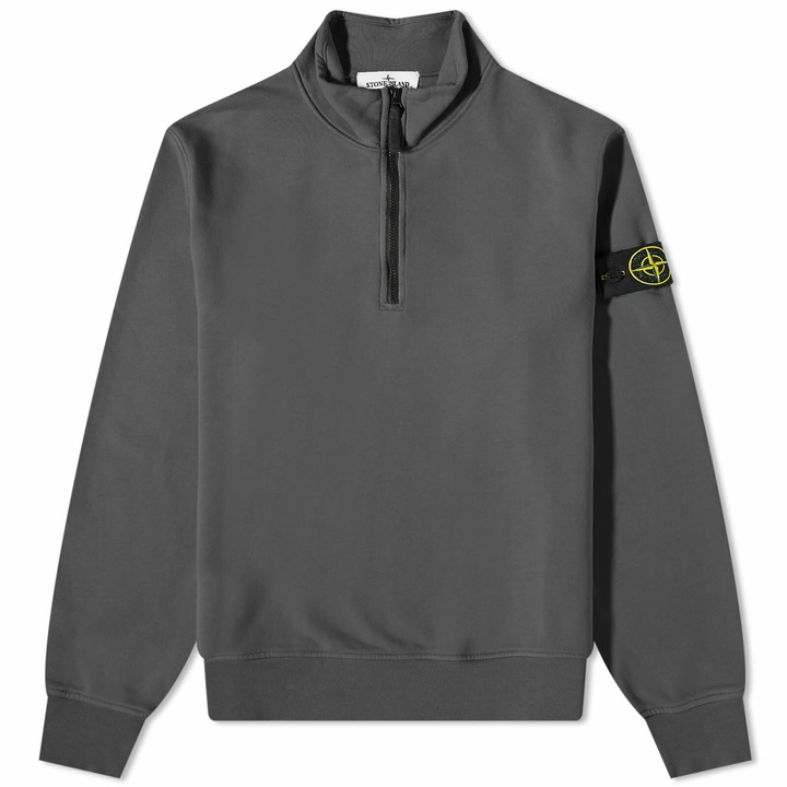 Photo: Stone Island Men's Garment Dyed Half Zip Sweat in Charcoal