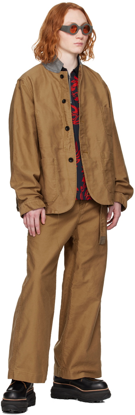 パンツ Sacai Tailored belted trousers Beige Beige Belted Trousers by sacai on Sale