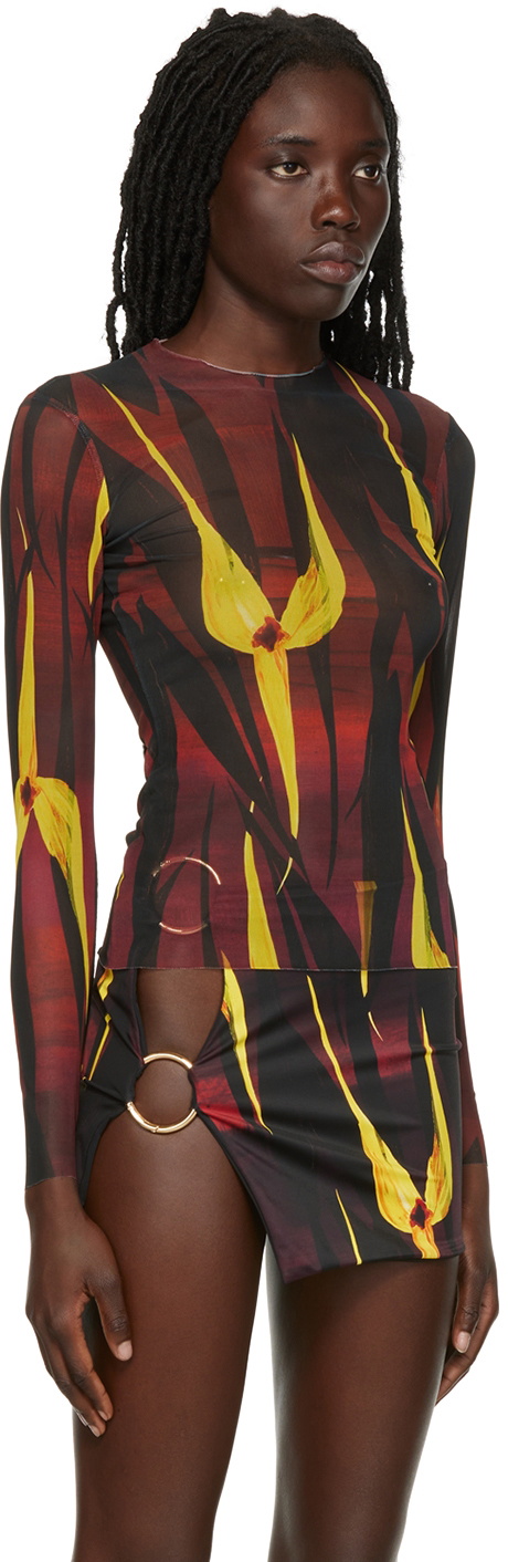 Louisa Ballou Red Printed Long Sleeve T-Shirt