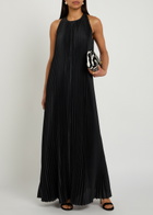 Joseph Chenes Pleated Satin Maxi Dress Black